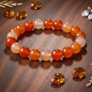 🆕New Orange Carnelian Gemstone Bracelet 8mm